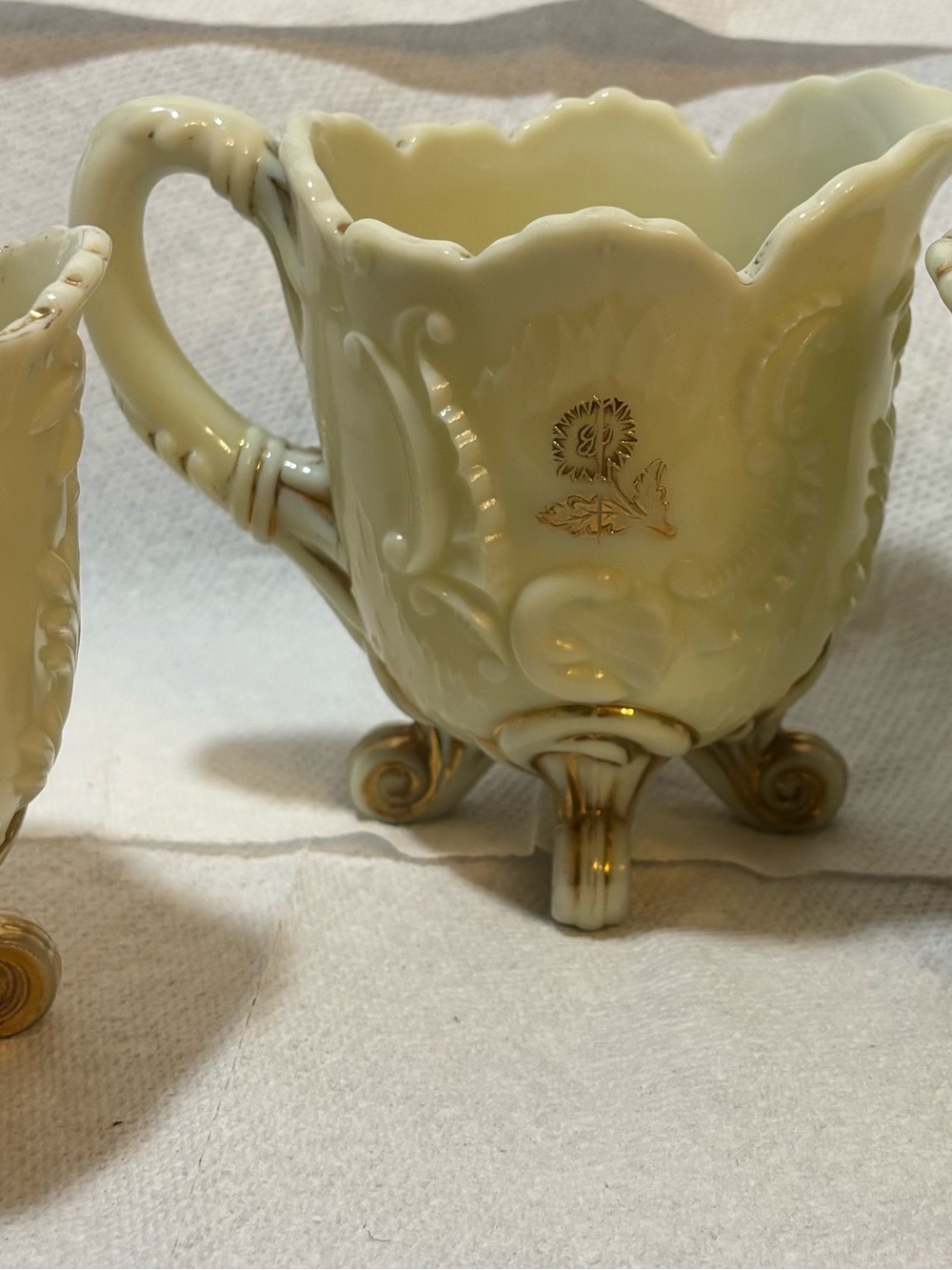 Antique Northwood Louis XV Custard Glass EAPG 3-Piece Table Service Set